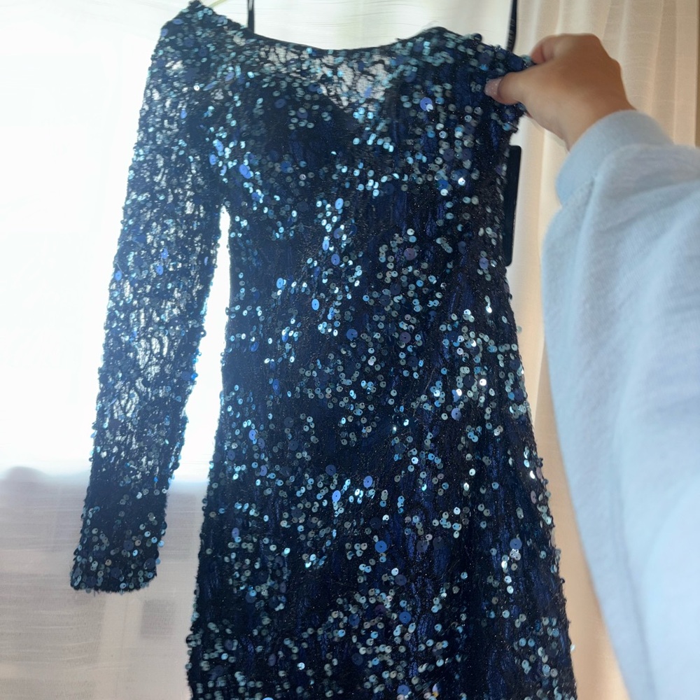 Clarisse Blue Sequin One Shoulder Dress